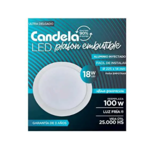 Panel LED Embutir Redondo 18w Luz Fría 225mm CANDELA
