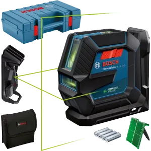 Nivel Láser 2 Líneas Verde 15Mts GLL 2-15 G + Soporte + Maletín + Accs BOSCH